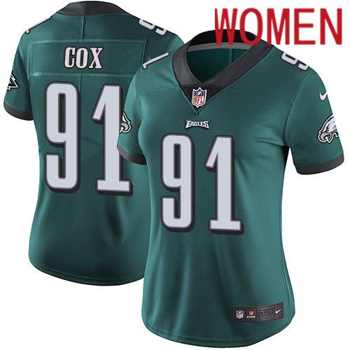 Women Philadelphia Eagles #91 Fletcher Cox Nike Midnight Green Vapor Limited NFL Jersey->women nfl jersey->Women Jersey